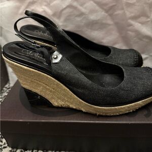 Cole Haan Black and Gold Wedge Shoes